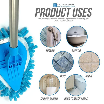 High-Reach Bathroom Tile Cleaning Set with 3 Interchangeable Heads