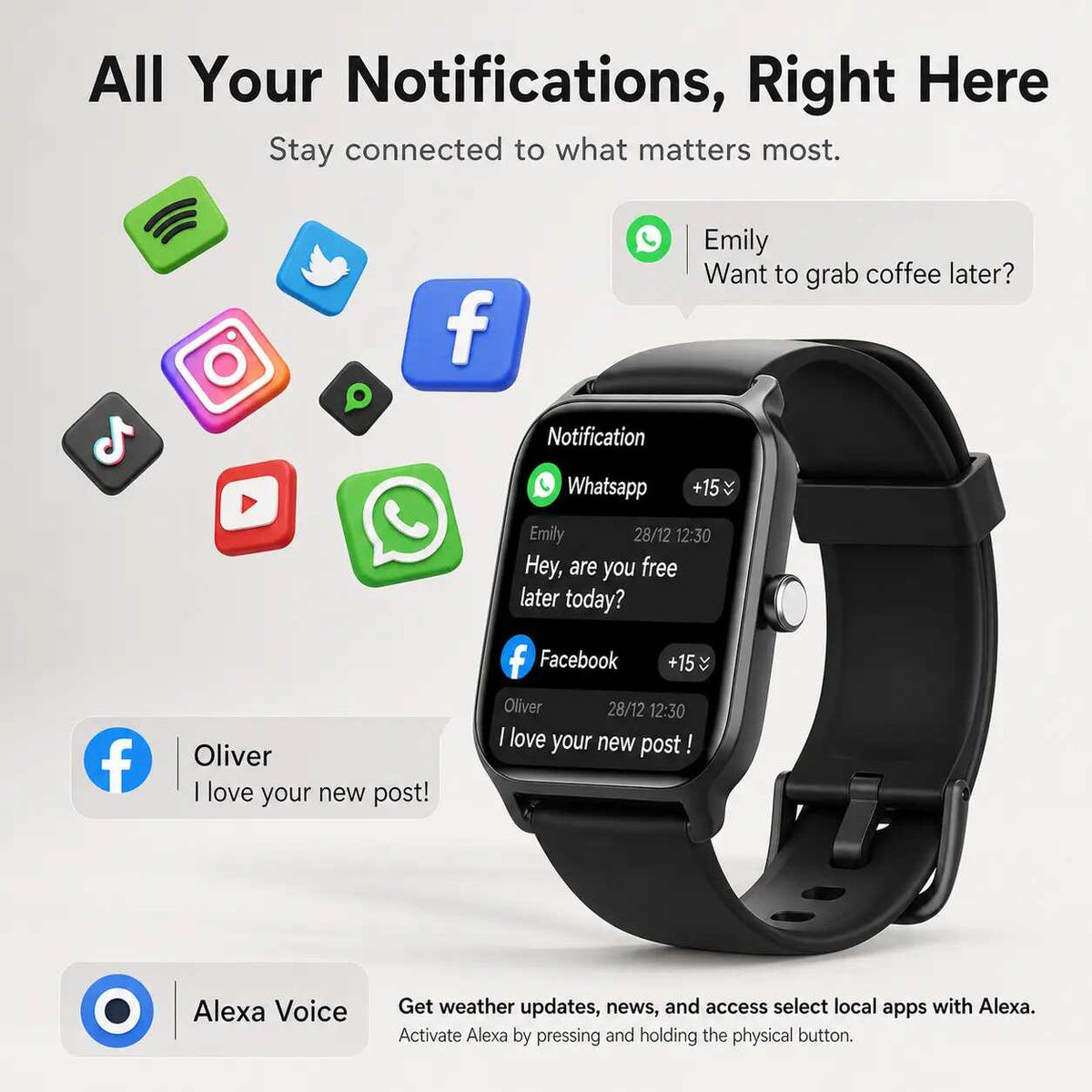 2.01" Touch Screen Lifestyle Smartwatch for Men and Women