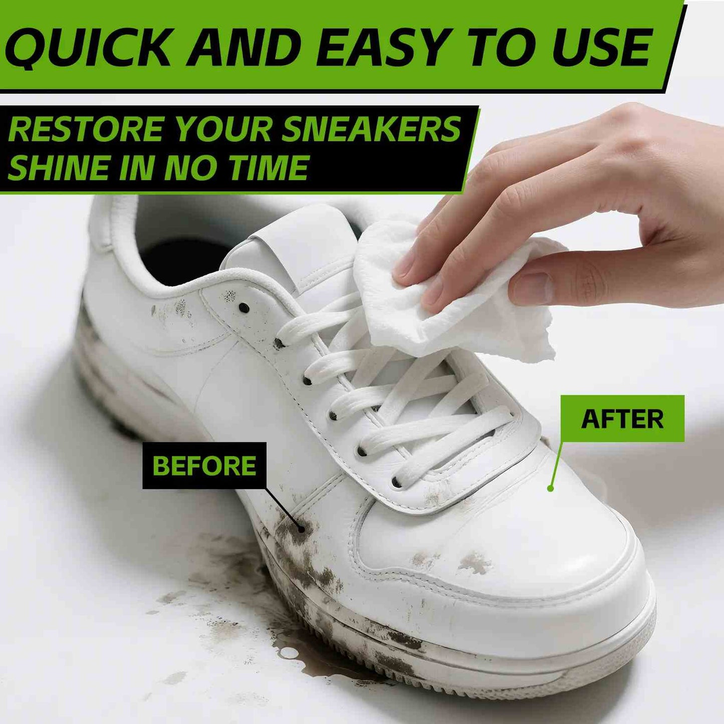 Instant Sneaker Cleaner Wipes – Wipe Away Stains, Fast & Waterless Care
