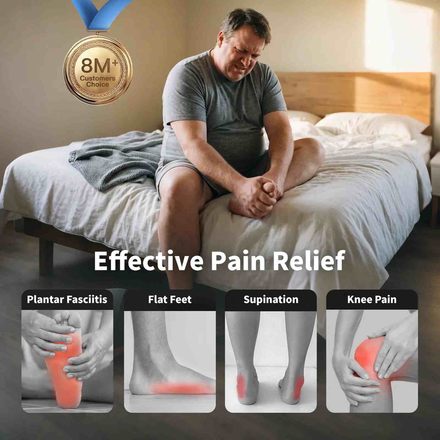 Heavy-Duty High Arch Support Insoles for 220+ lbs & Plantar Fasciitis Relief