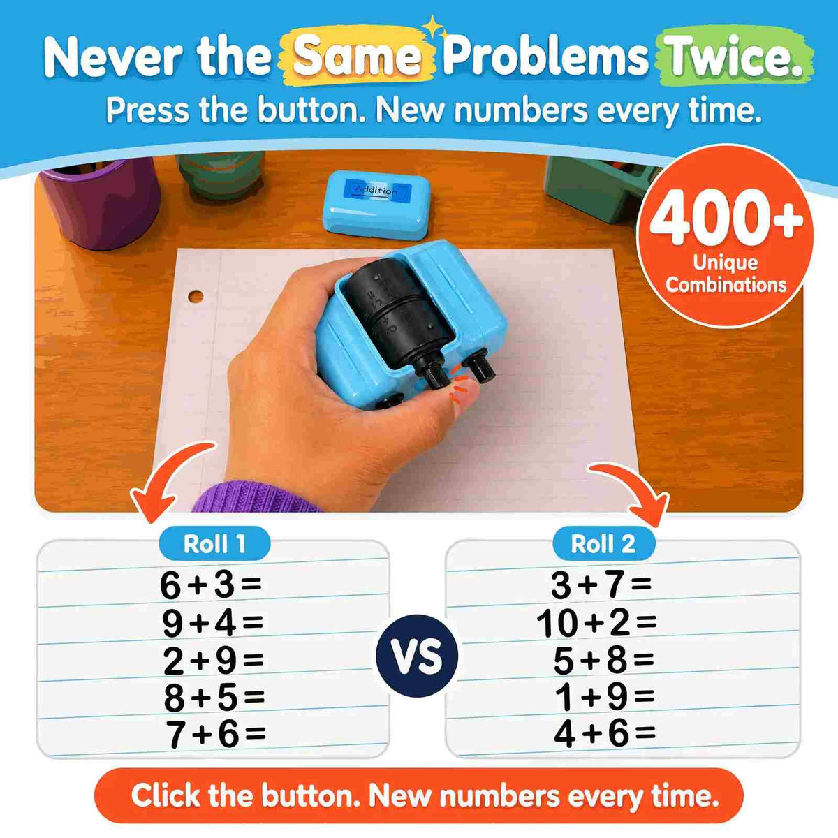 Endless Practice In One Roll – 4-in-1 Math Roller Stamp