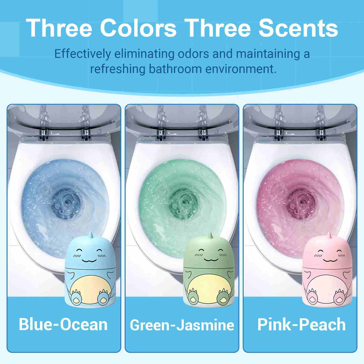 Cute Dinosaur Toilet Tank Cleaner Trio