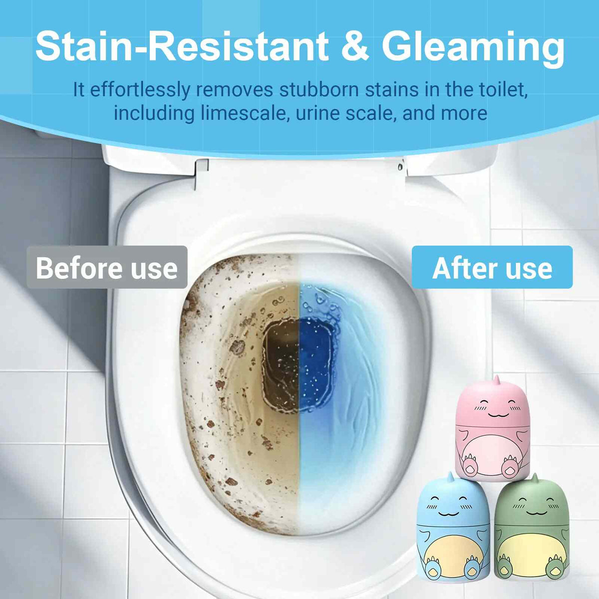 Cute Dinosaur Toilet Tank Cleaner Trio