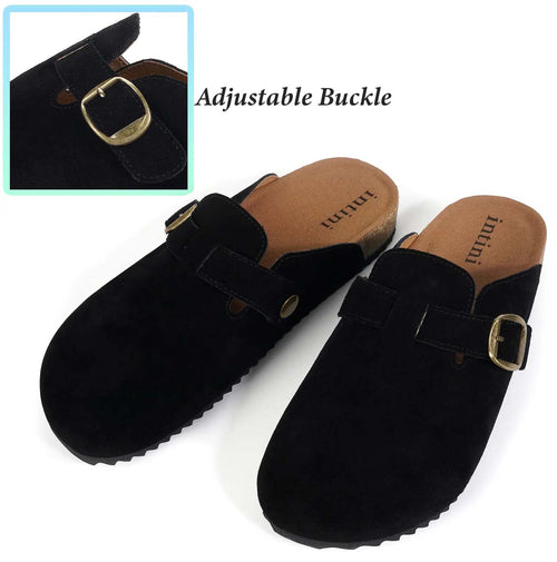 Unisex Suede Cork Footbed Clogs with Faux Fur Lining