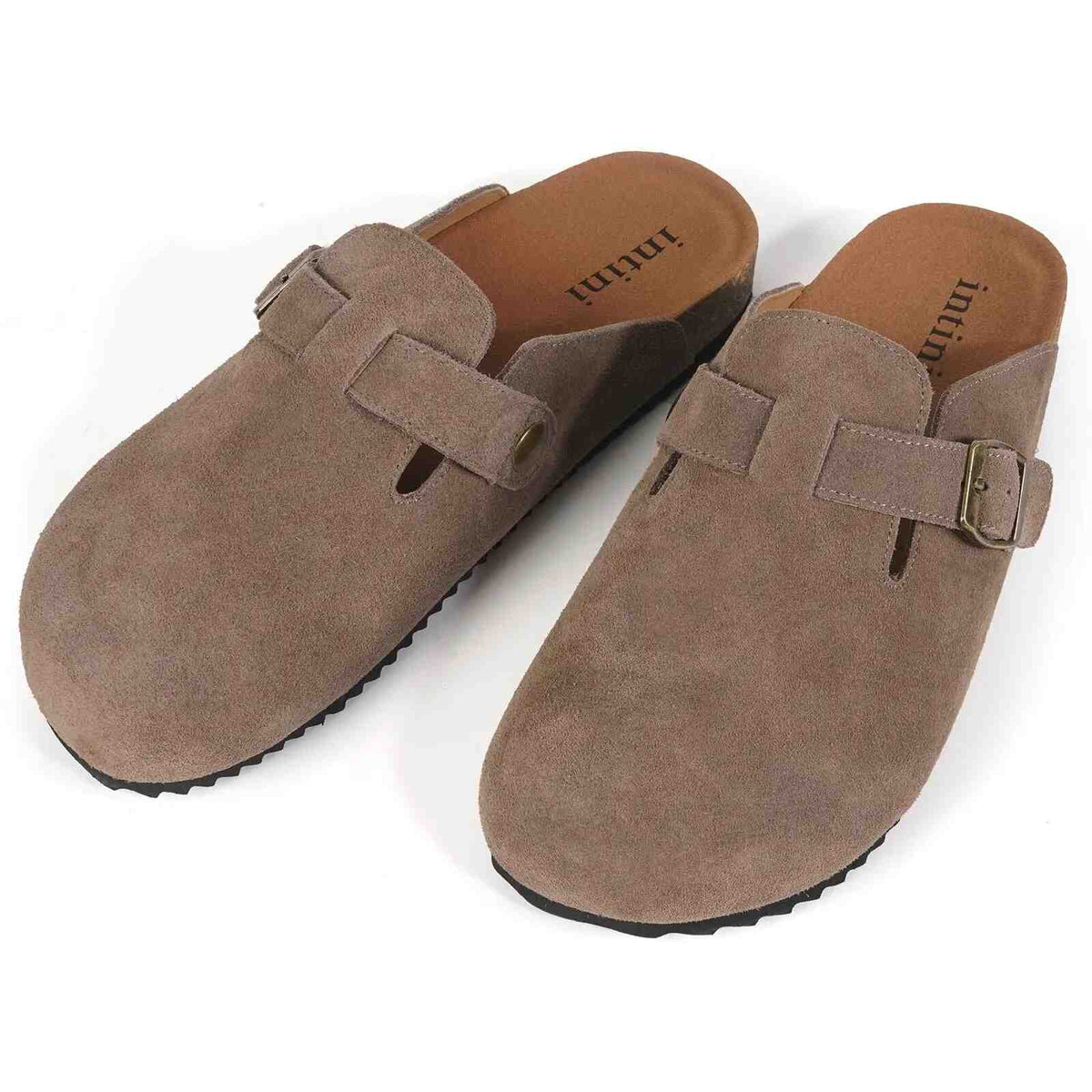 Unisex Suede Cork Footbed Clogs with Faux Fur Lining