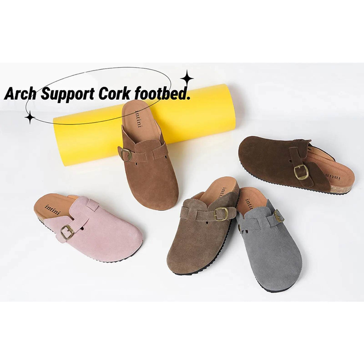 Unisex Suede Cork Footbed Clogs with Faux Fur Lining