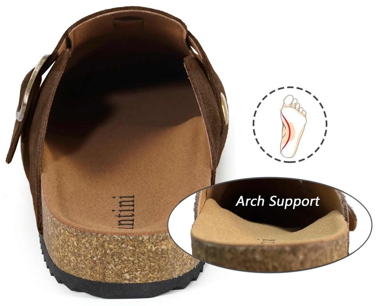 Unisex Suede Cork Footbed Clogs with Faux Fur Lining