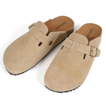 Unisex Suede Cork Footbed Clogs with Faux Fur Lining