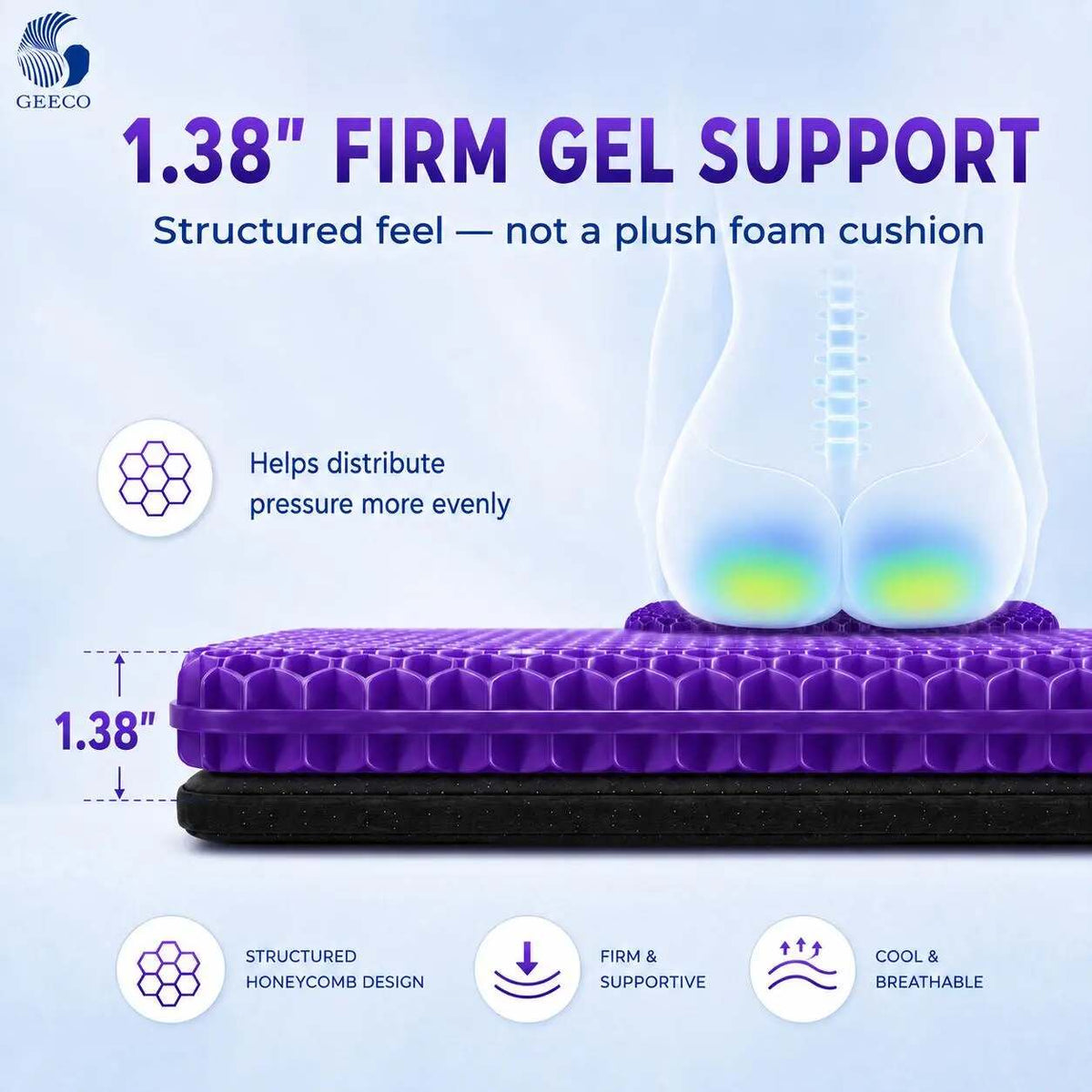 Ultimate Breathable Gel Seat Cushion for Pain-Free Sitting