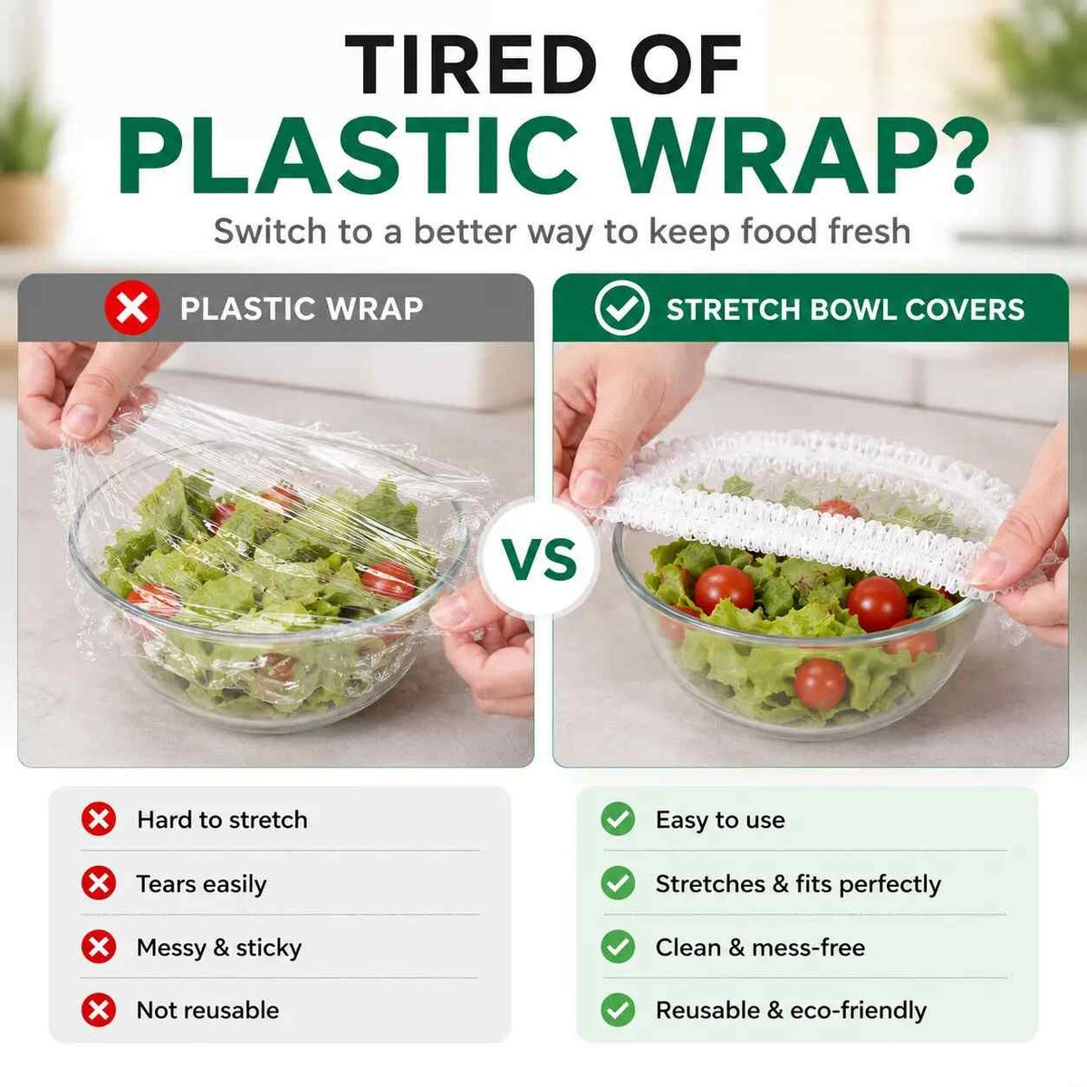 [Buy 1 Get 2 Free] 100PCS Disposable Elastic Food Covers – Stretch Bowl Lids