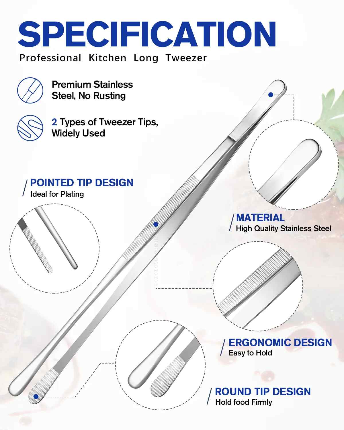 4-Pack Stainless Steel Precision Tweezers Set (12" & 10")