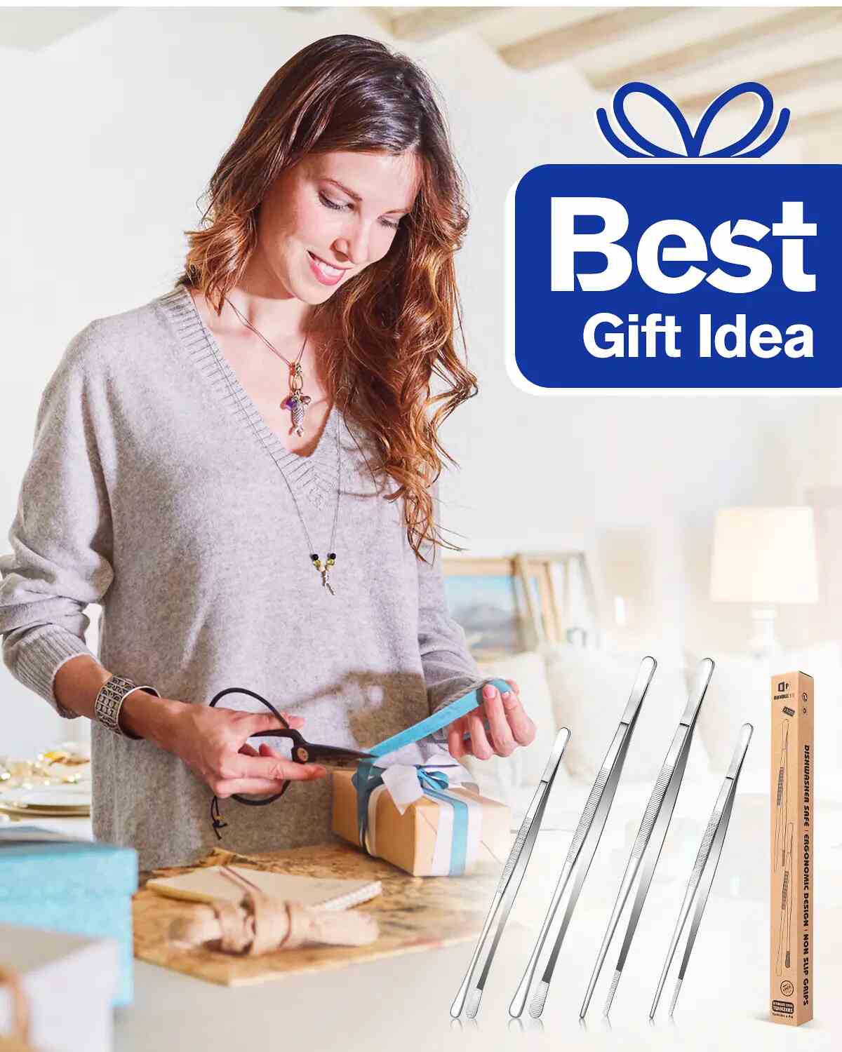 4-Pack Stainless Steel Precision Tweezers Set (12" & 10")