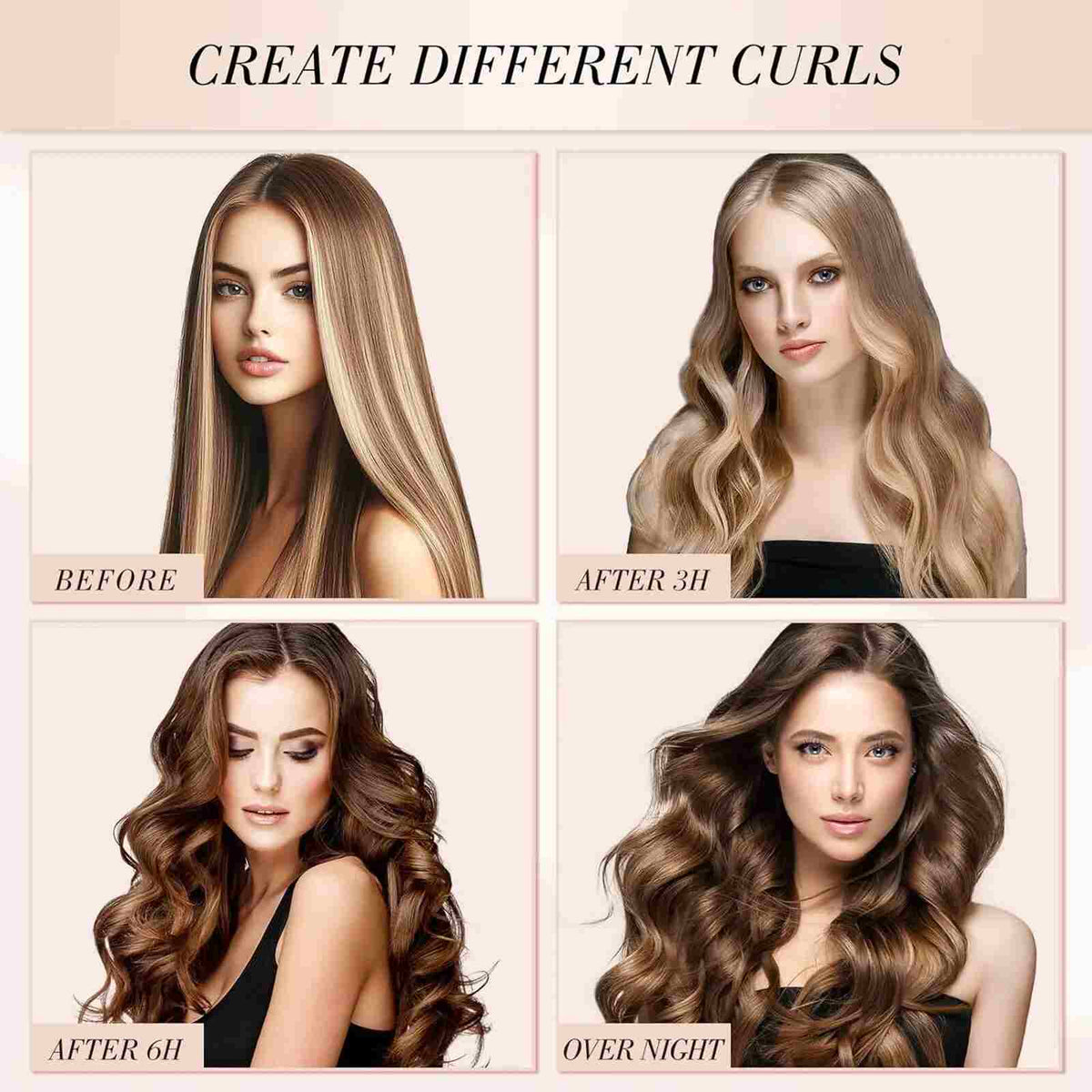 Velvet 4-in-1 Heatless Hair Curler Set