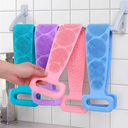 Deep Clean & Smooth Skin: Double-Sided Silicone Back Scrubber Strap