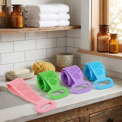 Deep Clean & Smooth Skin: Double-Sided Silicone Back Scrubber Strap
