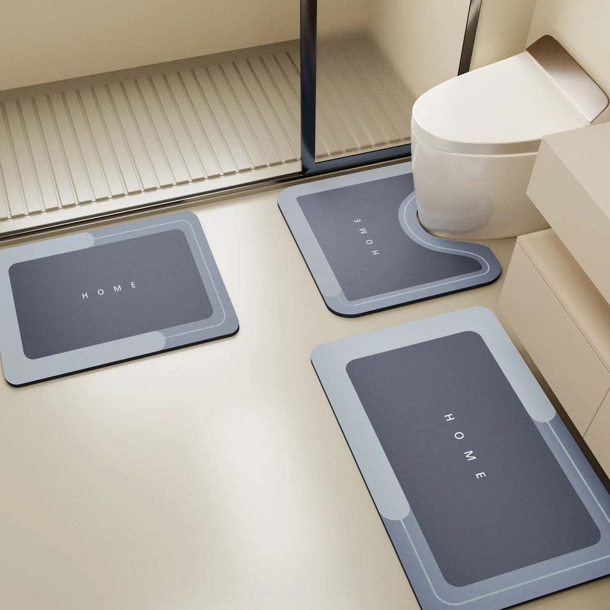 3-Piece Instant Dry Rubber Bath Mat Set