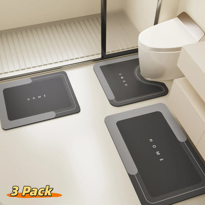 3-Piece Instant Dry Rubber Bath Mat Set