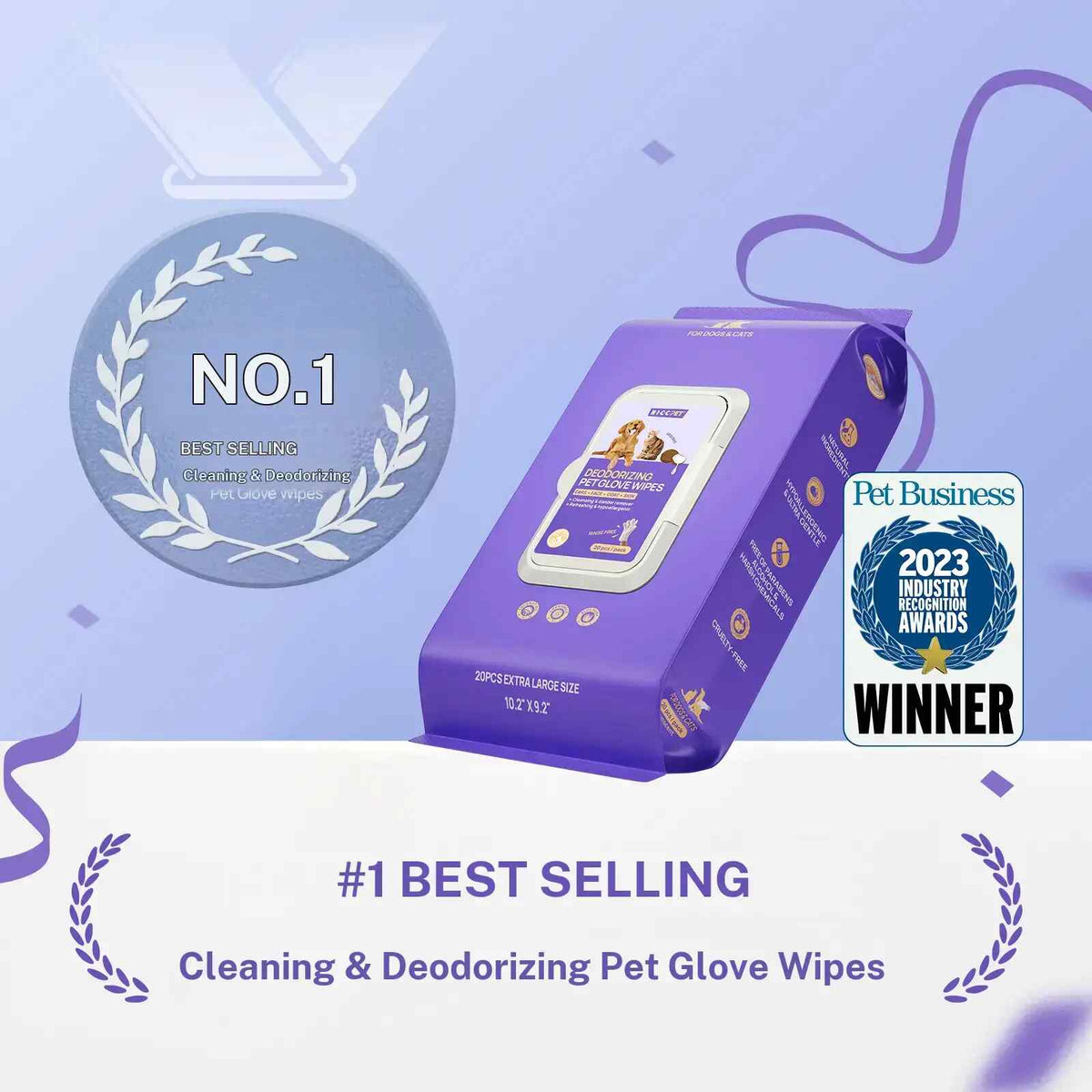 No-Rinse Pet Grooming Glove Wipes – Express Clean & Odor Relief