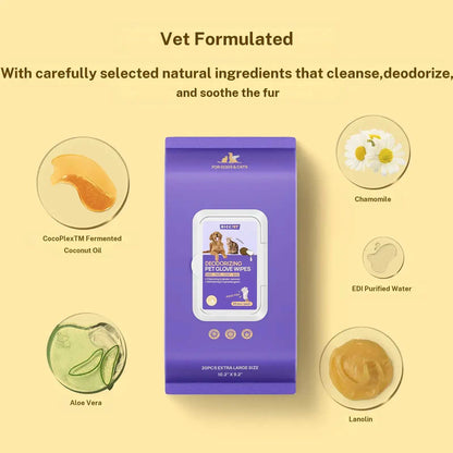 No-Rinse Pet Grooming Glove Wipes – Express Clean & Odor Relief