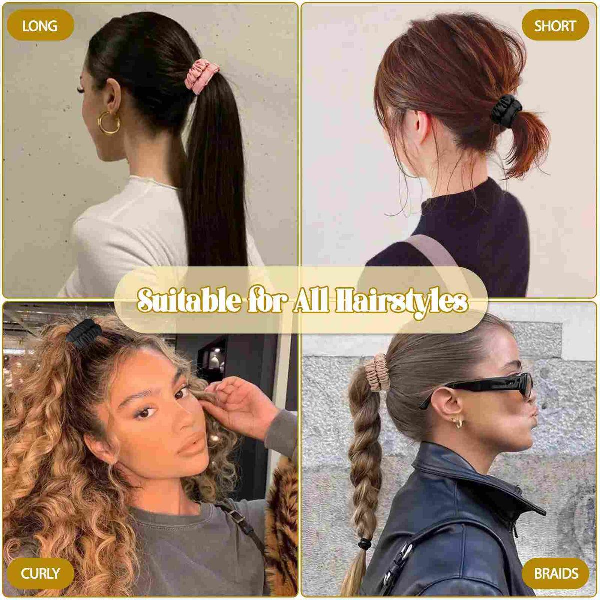 [BUY 1 GET 1 FREE] 6-Pack Pure Silk Scrunchies – Zero Breakage & Crease-Free Hair Ties