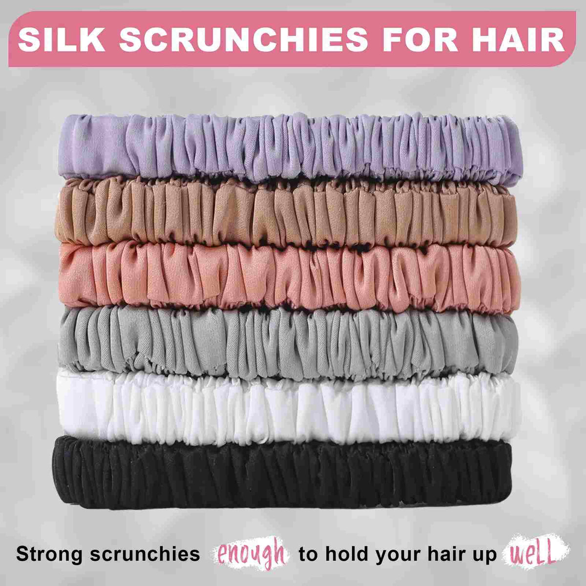 [BUY 1 GET 1 FREE] 6-Pack Pure Silk Scrunchies – Zero Breakage & Crease-Free Hair Ties