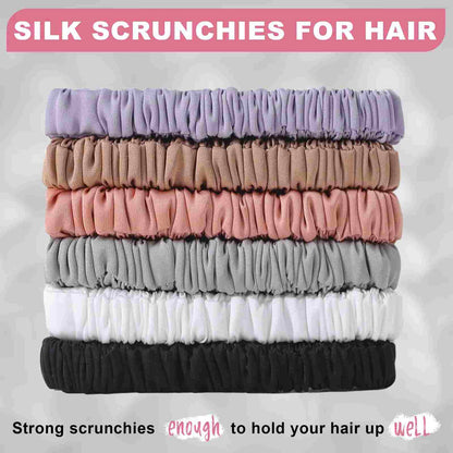 [BUY 1 GET 1 FREE] 6-Pack Pure Silk Scrunchies – Zero Breakage & Crease-Free Hair Ties