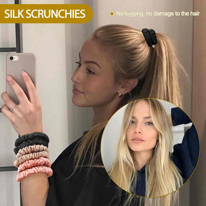 [BUY 1 GET 1 FREE] 6-Pack Pure Silk Scrunchies – Zero Breakage & Crease-Free Hair Ties