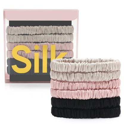 [BUY 1 GET 1 FREE] 6-Pack Pure Silk Scrunchies – Zero Breakage & Crease-Free Hair Ties