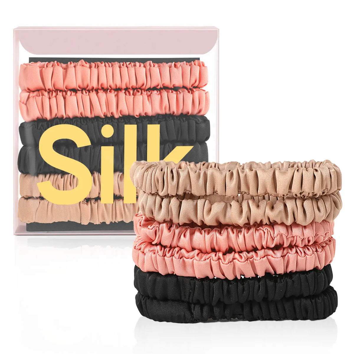 [BUY 1 GET 1 FREE] 6-Pack Pure Silk Scrunchies – Zero Breakage & Crease-Free Hair Ties