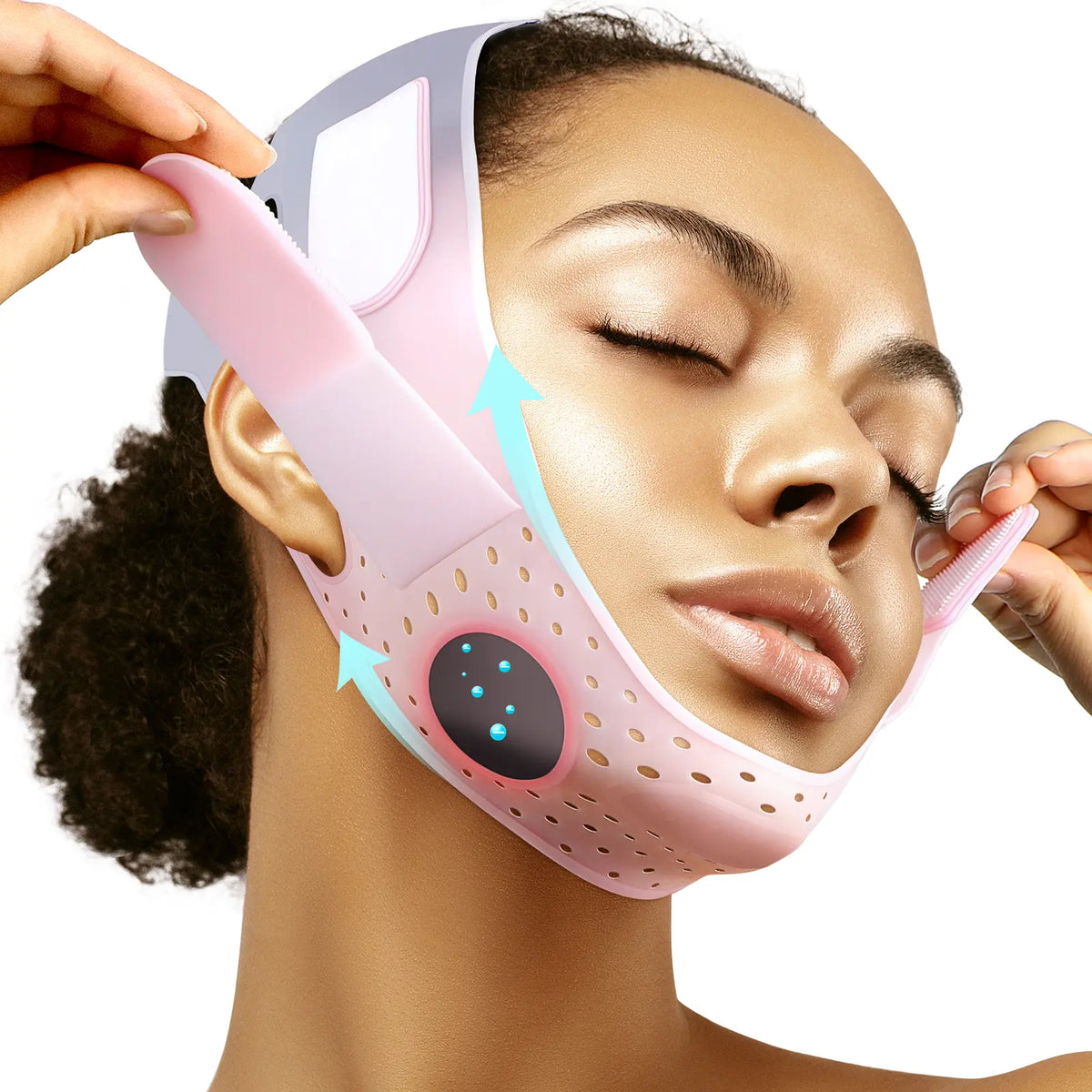 Supports the jawline and helps reduce double-chin appearance.