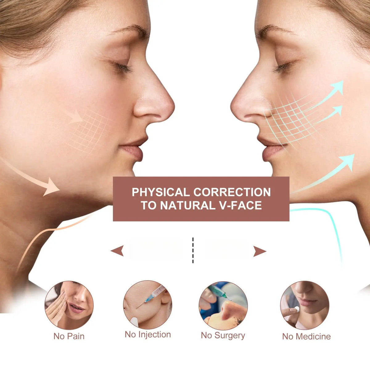 Supports the jawline and helps reduce double-chin appearance.