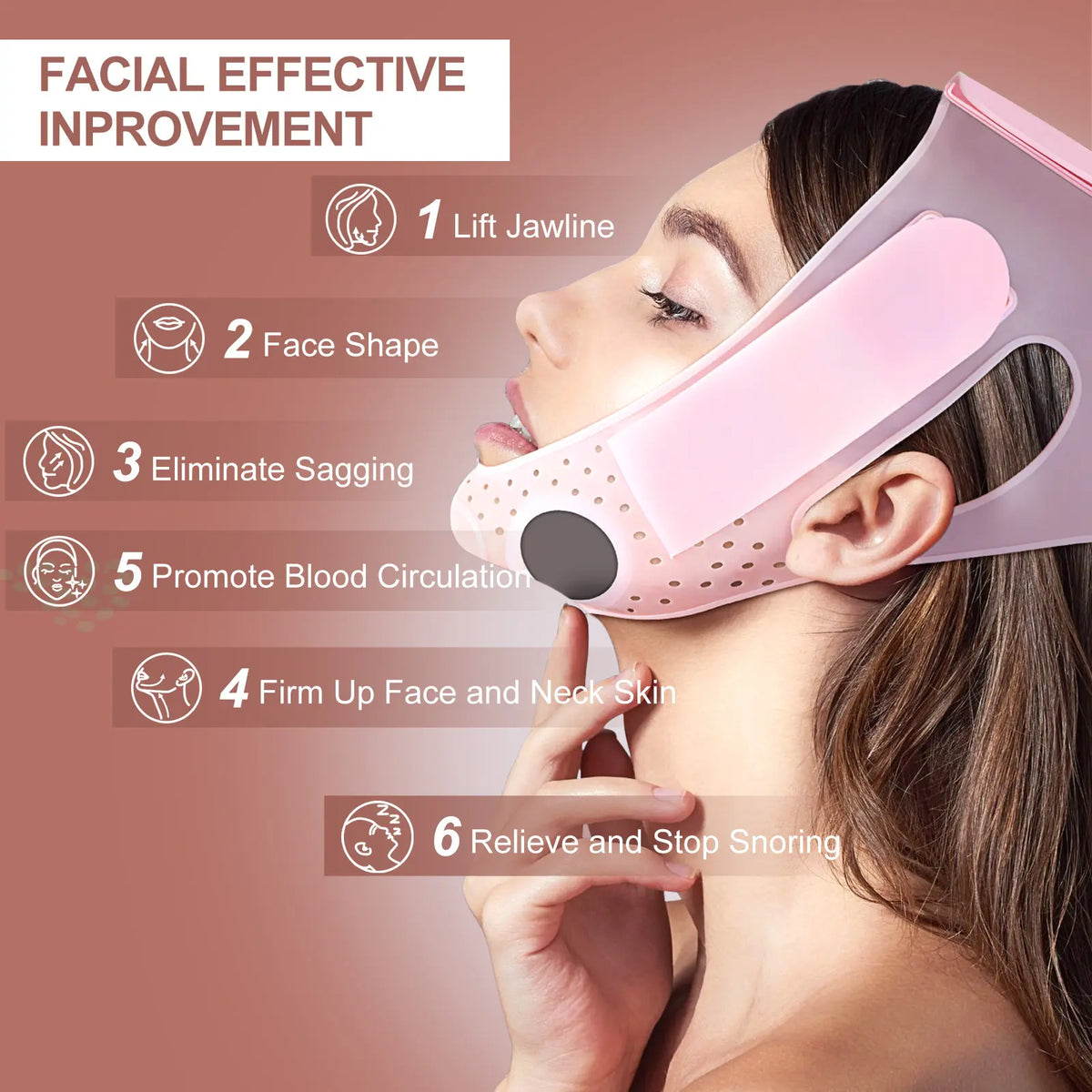 Supports the jawline and helps reduce double-chin appearance.