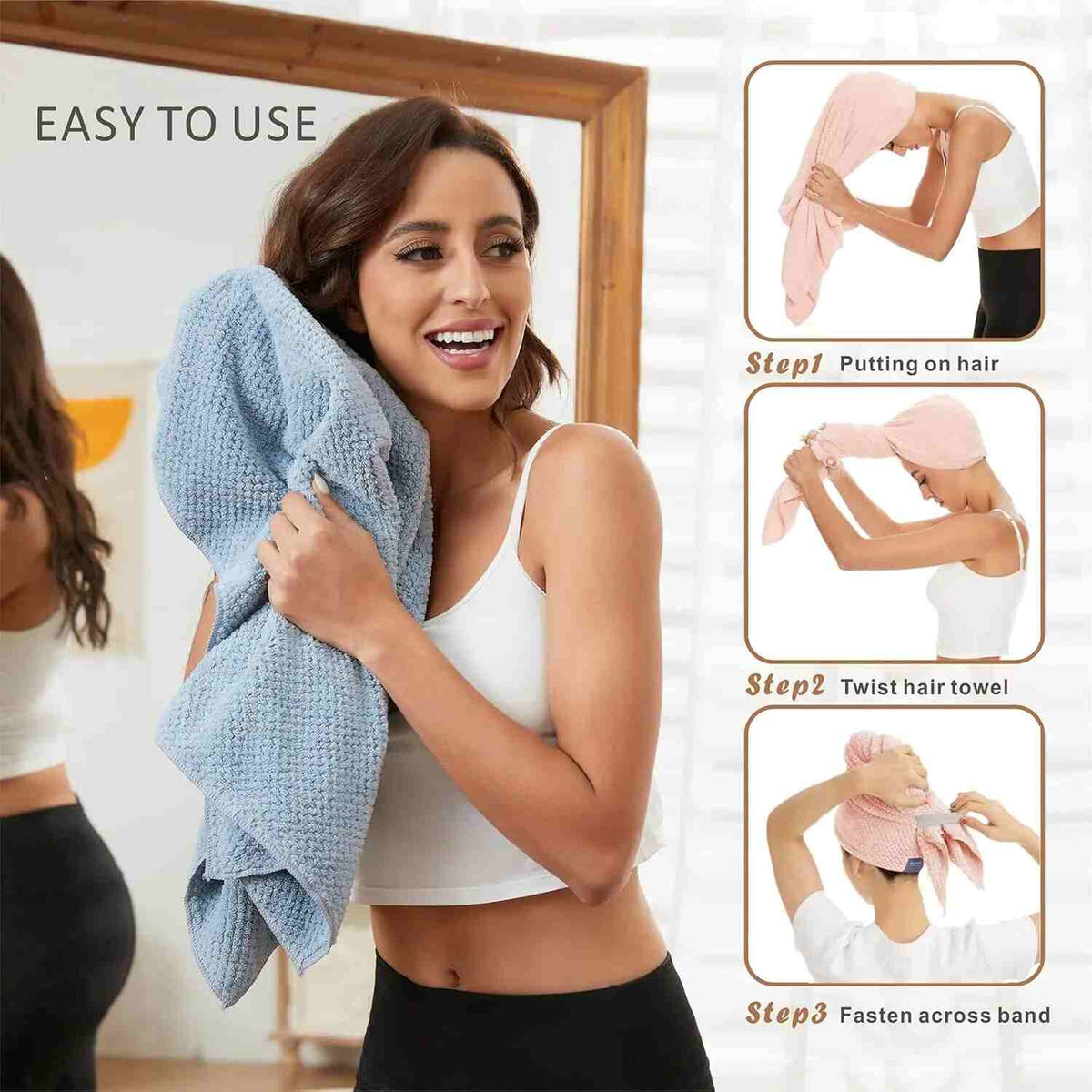 [BUY 1 GET 1 FREE] Quick-dry wraps that help reduce frizz.