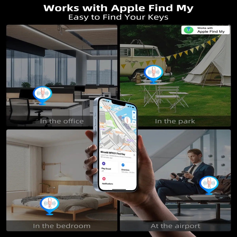 Keychain with Apple Find My(IOS Only), Key Finder Built-in Anti-Loss Tracker,