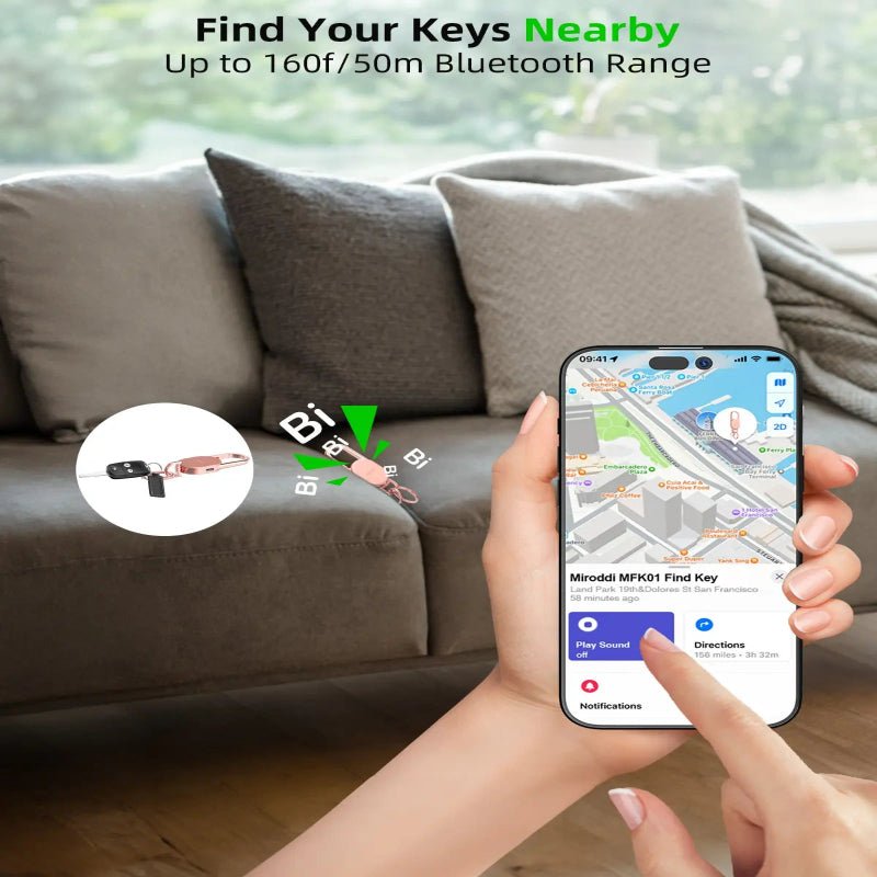 Keychain with Apple Find My(IOS Only), Key Finder Built-in Anti-Loss Tracker,