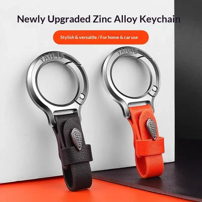 New Upgraded Zinc Alloy Keychain with Leather Strap Stylish & Versatile for Home Car Use Anti-Lost Key Chain