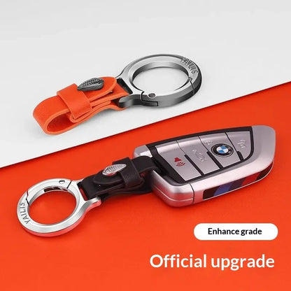 New Upgraded Zinc Alloy Keychain with Leather Strap Stylish & Versatile for Home Car Use Anti-Lost Key Chain