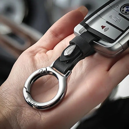 New Upgraded Zinc Alloy Keychain with Leather Strap Stylish & Versatile for Home Car Use Anti-Lost Key Chain
