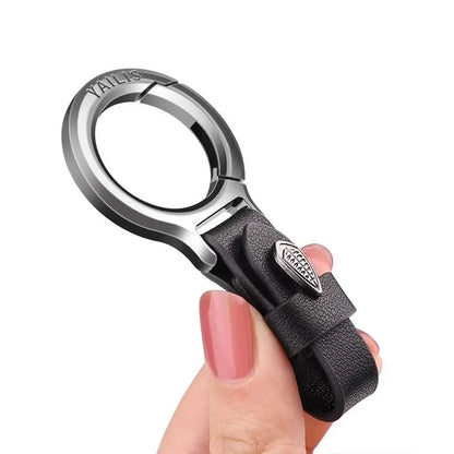 New Upgraded Zinc Alloy Keychain with Leather Strap Stylish & Versatile for Home Car Use Anti-Lost Key Chain