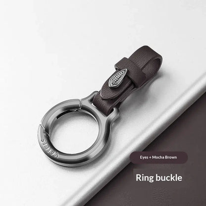 New Upgraded Zinc Alloy Keychain with Leather Strap Stylish & Versatile for Home Car Use Anti-Lost Key Chain