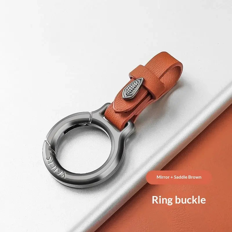New Upgraded Zinc Alloy Keychain with Leather Strap Stylish & Versatile for Home Car Use Anti-Lost Key Chain