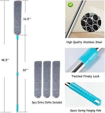Extendable Feather Duster with Bendable Microfiber Head & Telescoping Pole