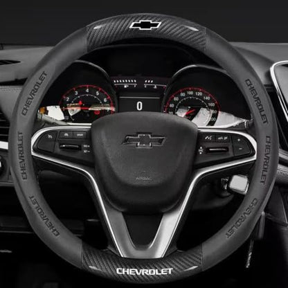 Car Carbon Fiber Leather Steering Wheel Cover