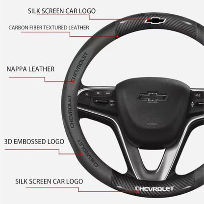 Car Carbon Fiber Leather Steering Wheel Cover