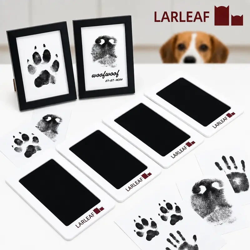 4-Pcs Paw Print Kit + 2 Photo Frame, Larleaf Dog Nose Print Kit