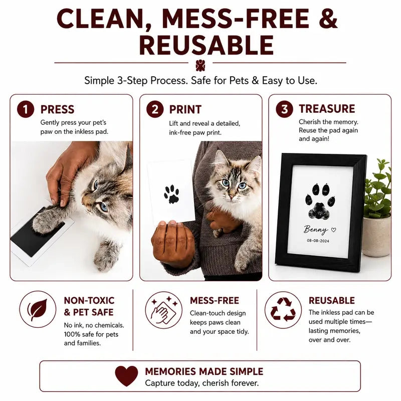 4-Pcs Paw Print Kit + 2 Photo Frame, Larleaf Dog Nose Print Kit