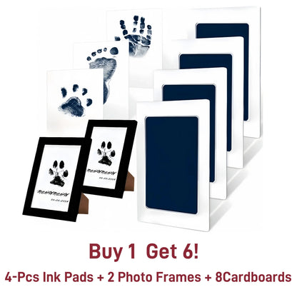 4-Pcs Paw Print Kit + 2 Photo Frame, Larleaf Dog Nose Print Kit