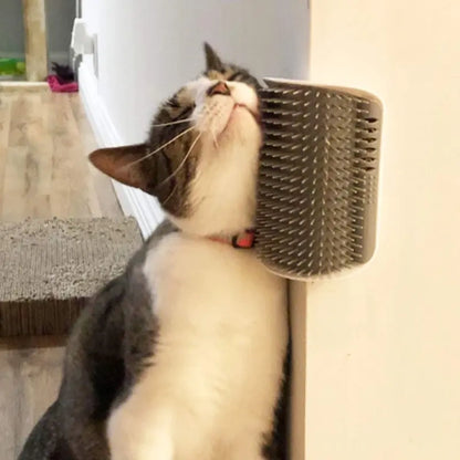 2-Pack Wall-Mounted Cat Self-Grooming Brush with Catnip