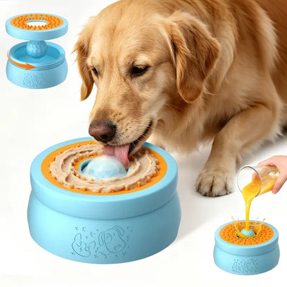 Anti-Spill Dog Lick Bowl with Built-In Rolling Ball