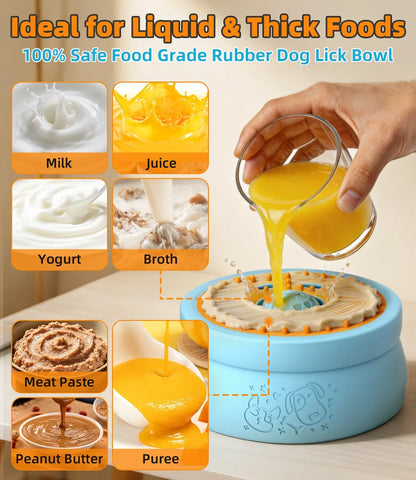 Anti-Spill Dog Lick Bowl with Built-In Rolling Ball